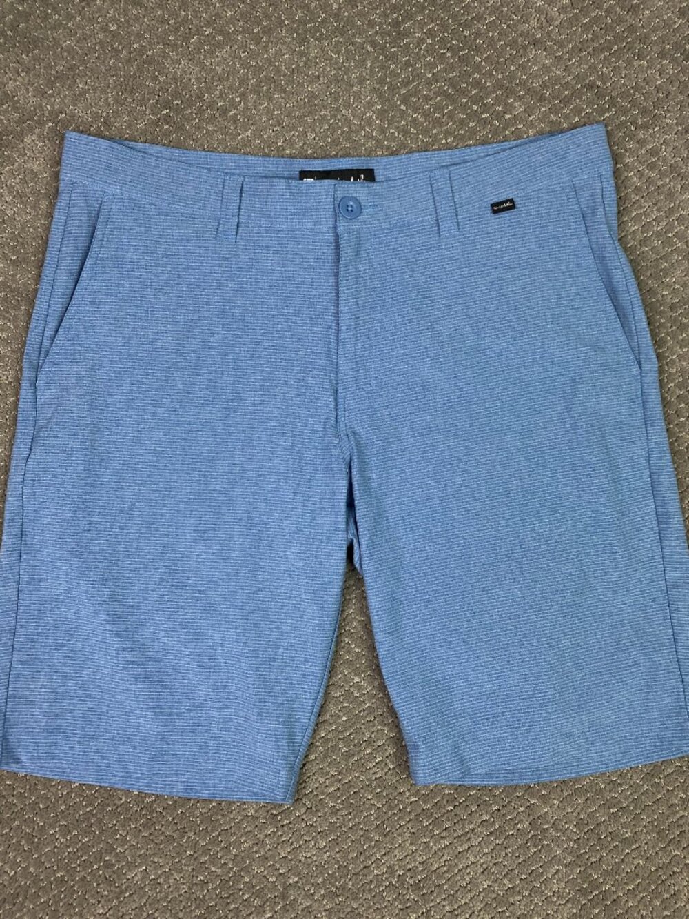 Travis Mathew Shorts Men's 36 Blue Micro Stripe Sand Harbor Golf Performance 10"
